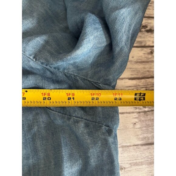 Talbots Blue Chambray Square Neck Button Up Top Blouse Shirt 2X Peasant Boho - Picture 6 of 8